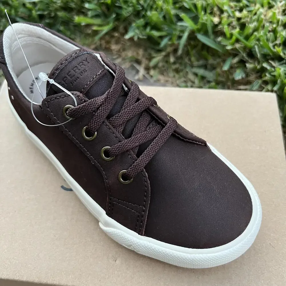 Sperry Shoes Boys Size 11 Brown Striper II LTT Jr Surprise No Tie Memory Foam